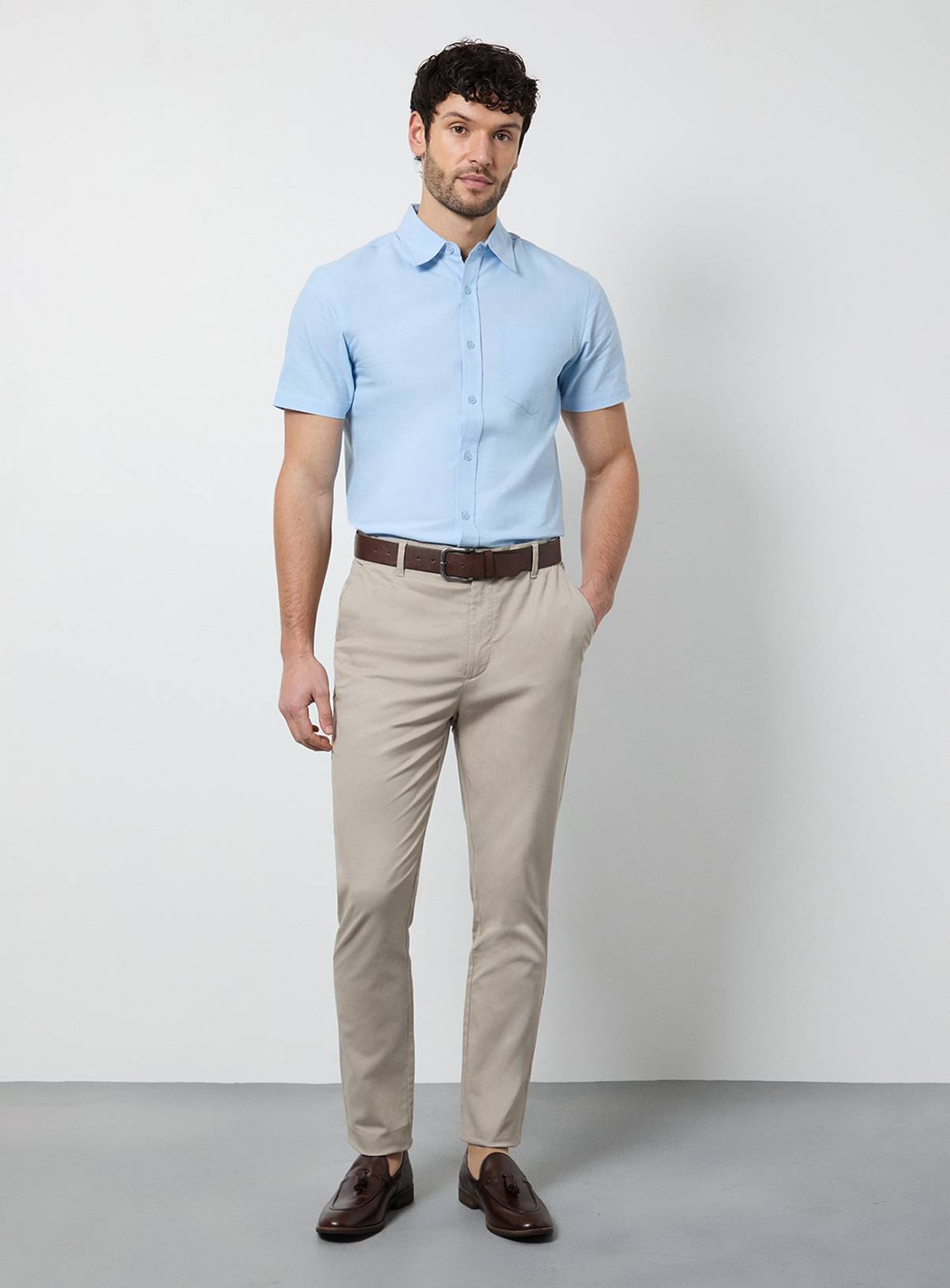 BURTON Light Blue Short Sleeve Oxford Shirt L - Image 2